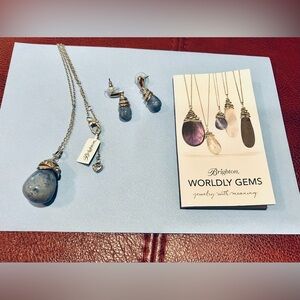 3 PC Set BRIGHTON Rings of Neptune Blue Quartz 36" Long with 3" Extender. NWT.